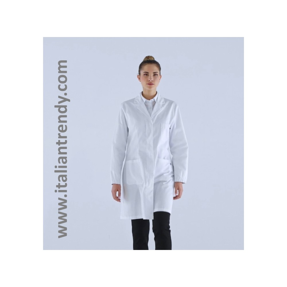 Short White Women's Lab Coat for Doctor Pharmacist Online Laboratory