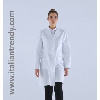 Short White Women's Lab Coat for Doctor Pharmacist Online Laboratory