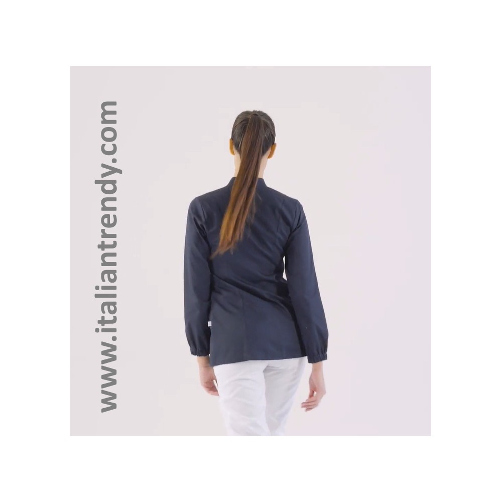 Casacca Donna Blu Con Zip Medica Per Dentista a Manica Lunga Casacca da donna italiantrendy Alice Q3KX0179