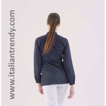 Casacca Donna Blu Con Zip Medica Per Dentista a Manica Lunga Casacca da donna italiantrendy Alice Q3KX0179