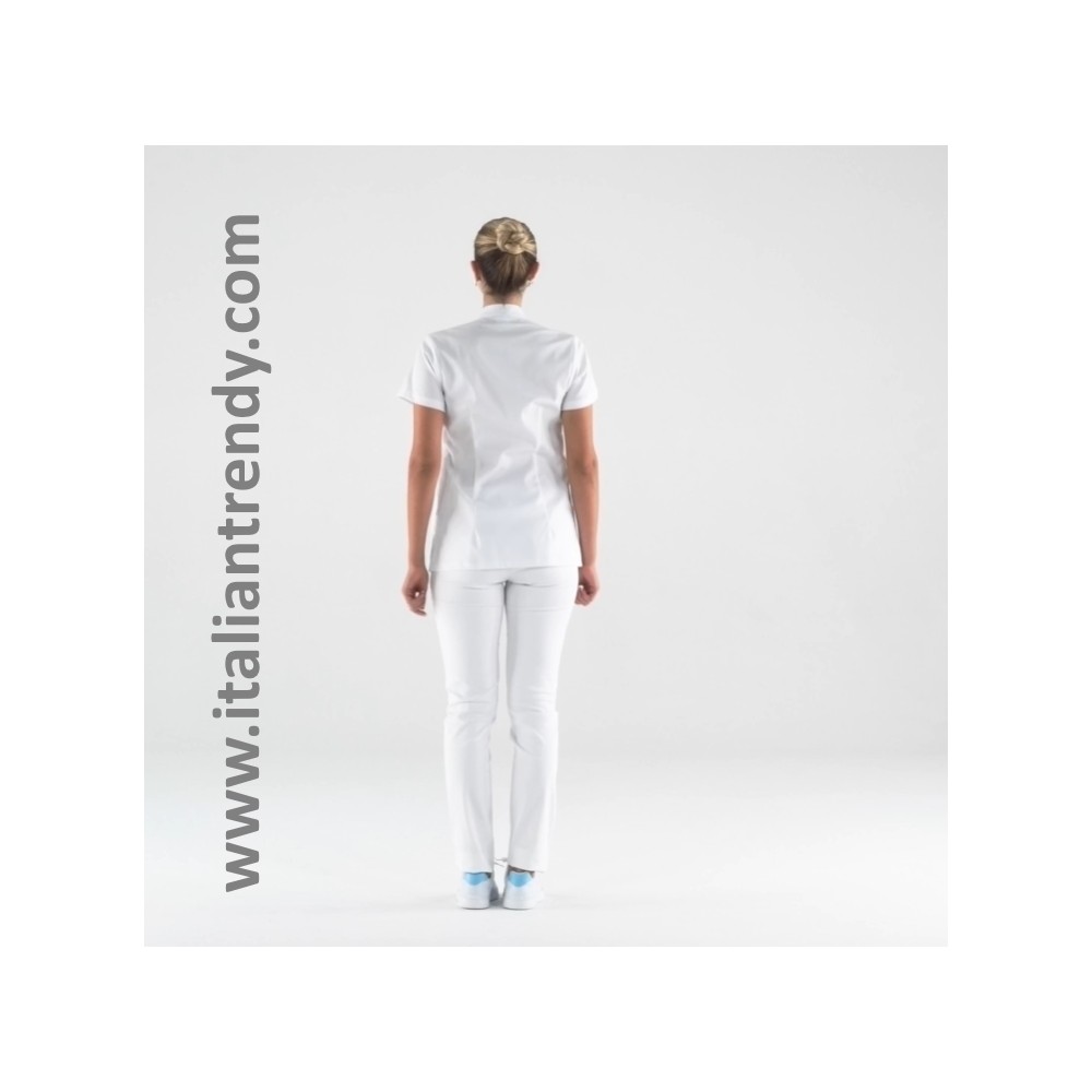 Women's Physiotherapist Tunic, White with Half Sleeves and Breathable Fabric for Healthcare and Aesthetics Sector, by Miriam ita