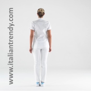 Women's Physiotherapist Tunic, White with Half Sleeves and Breathable Fabric for Healthcare and Aesthetics Sector, by Miriam ita