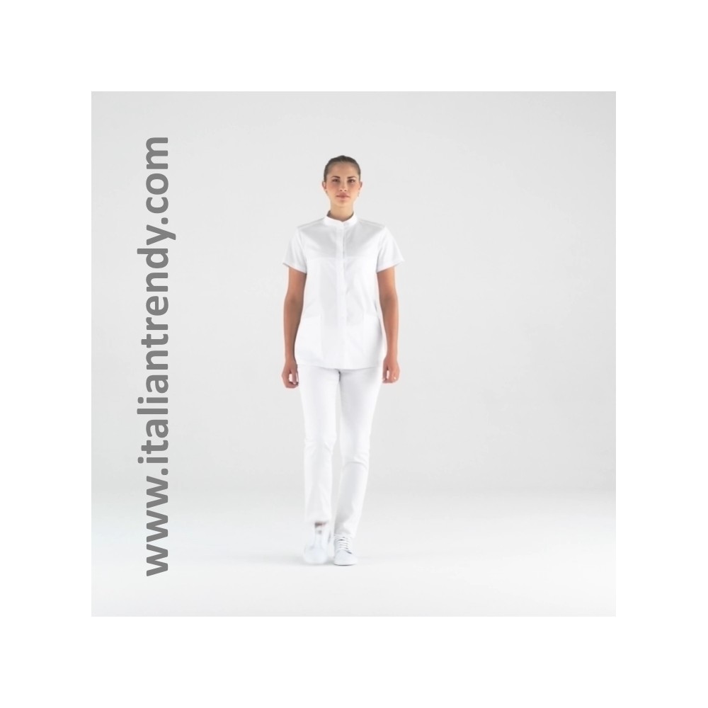 Women's Physiotherapist Tunic, White with Half Sleeves and Breathable Fabric for Healthcare and Aesthetics Sector, by Miriam ita