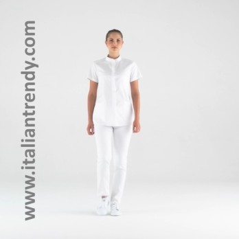 Women's Physiotherapist Tunic, White with Half Sleeves and Breathable Fabric for Healthcare and Aesthetics Sector, by Miriam ita