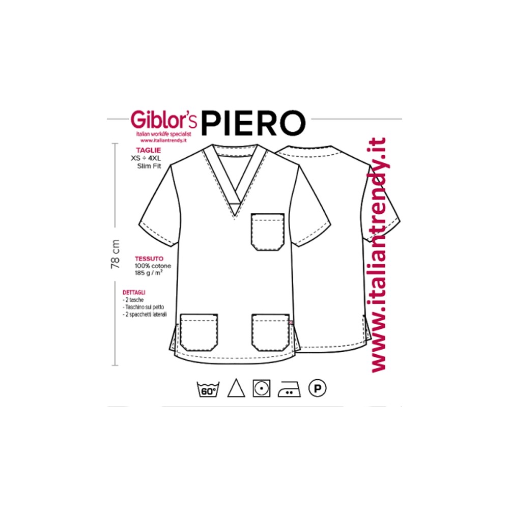 Blouse bleue en V pour homme pour dentiste, infirmier, hôpital ItalianTrendy Piero-Q3KX0169