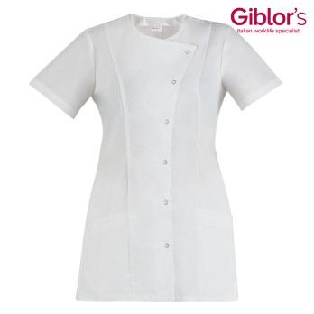 Women's White Short-Sleeve Light Work Tunic. Work Uniform Online