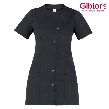 Black Slim Fit Lightweight Women's Short-Sleeve Tunic. Workwear.