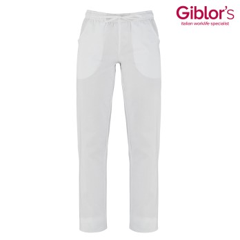 White pants for women, size X, suitable for hairdressers, beauticians, wellness centers, and tanning salons, 185g.