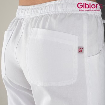 White pants for women, size X, suitable for hairdressers, beauticians, wellness centers, and tanning salons, 185g.