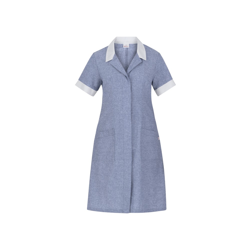 Leichte Kurzarm-Bluse aus Baumwolle in Blau für Reinigungspersonal Damen Dienstkleidung Italiantrendy Amalia 24P09R398