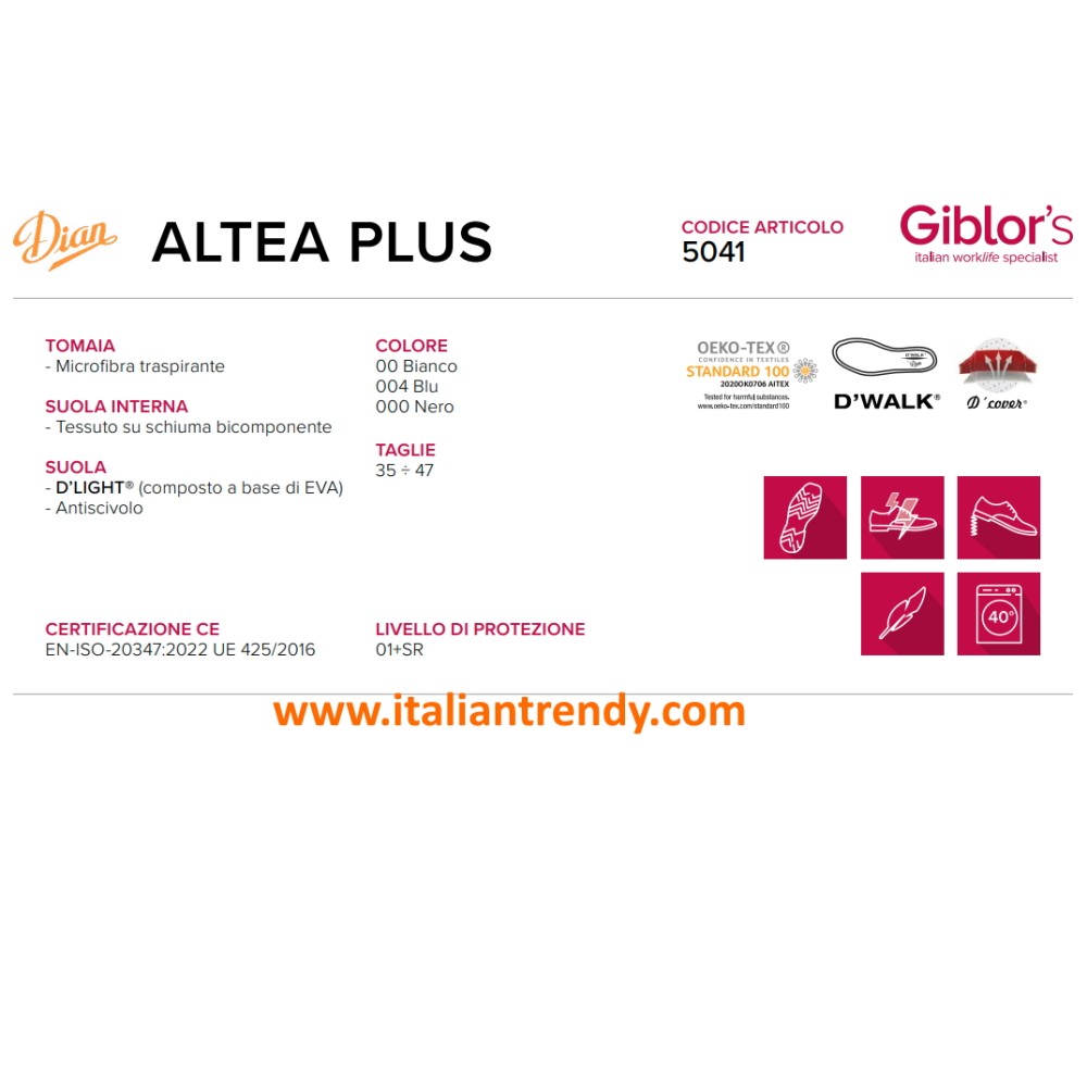 weißer perforierter Schuh mit elastischen Schnürsenkeln für Horeca Italiantrendy Altea Plus 5041