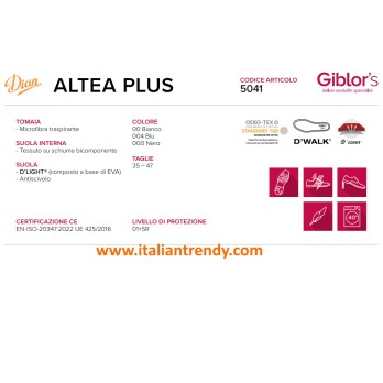 Technical sheet for perforated blue shoe with elastic laces for horeca Italiantrendy Altea Plus 5041