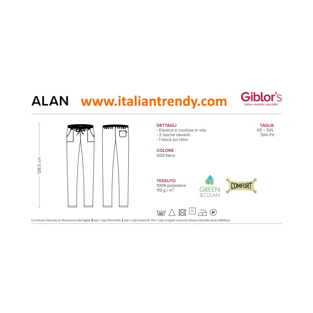 Black Pants for Chef, Kitchen, Pizzeria or Wellness and Medical Aesthetics italiantrendy alan 24P08P400