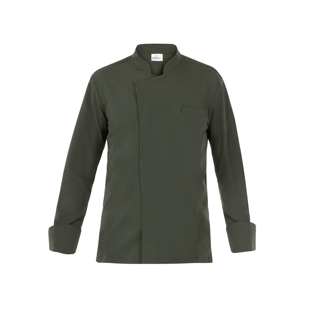 Lightweight Chef Jacket with Mandarin Collar and Hidden Snap Buttons