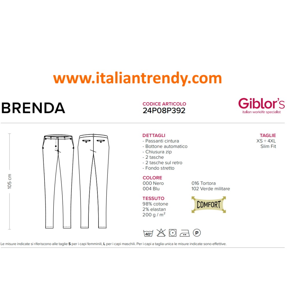 Pantalone Nero Donna Slim Elasticizzato Vita Alta Per Divisa da Lavoro per Cameriera di Sala italiantrendy Brenda 24P08P392