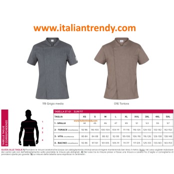 Men's Lightweight Chef Jacket with Short Sleeves, Mandarin Collar, and Hidden Snap Buttons Italiantrendy Federico 24P08G418