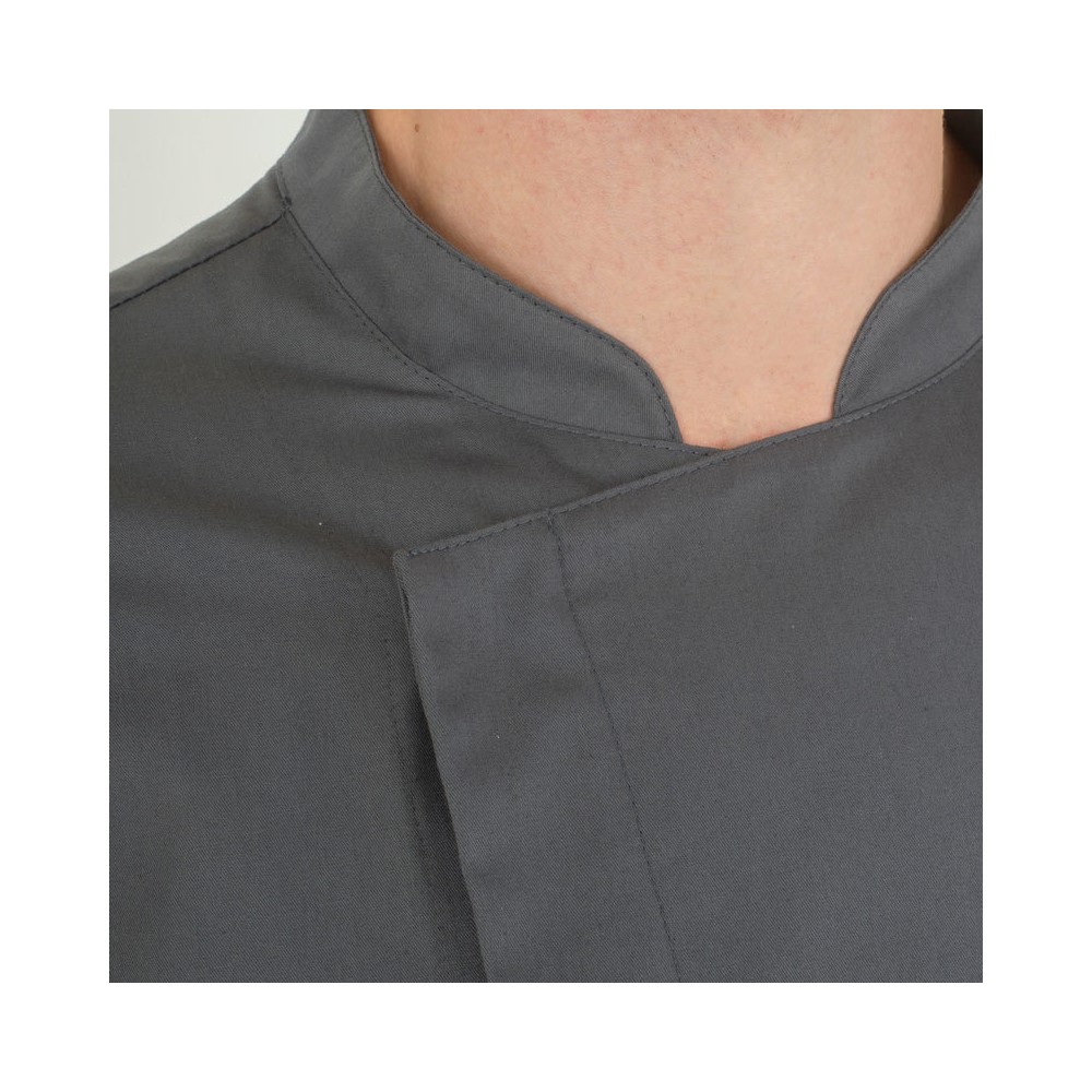 Veste De Chef Slim Légère Grise Avec Maille Respirante à l'Arrière et sur les Manches Pour La Restauration Francesco 1