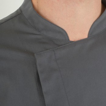 Slim Light Gray Chef Jacket with Breathable Mesh on the Back and Sleeves for Catering Francesco