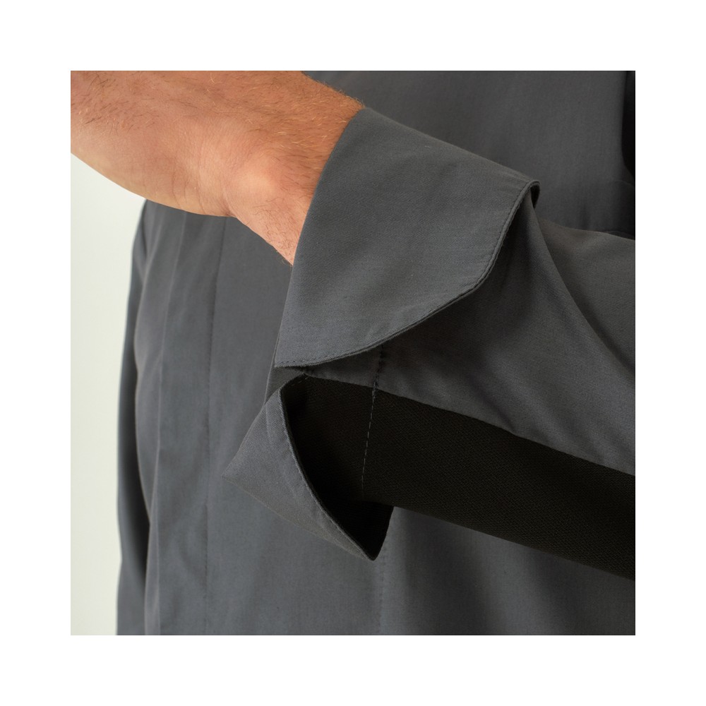 Lightweight Slim Grey Chef Jacket with Breathable Mesh on the Back and Sleeves for the Catering Industry Francesco 1