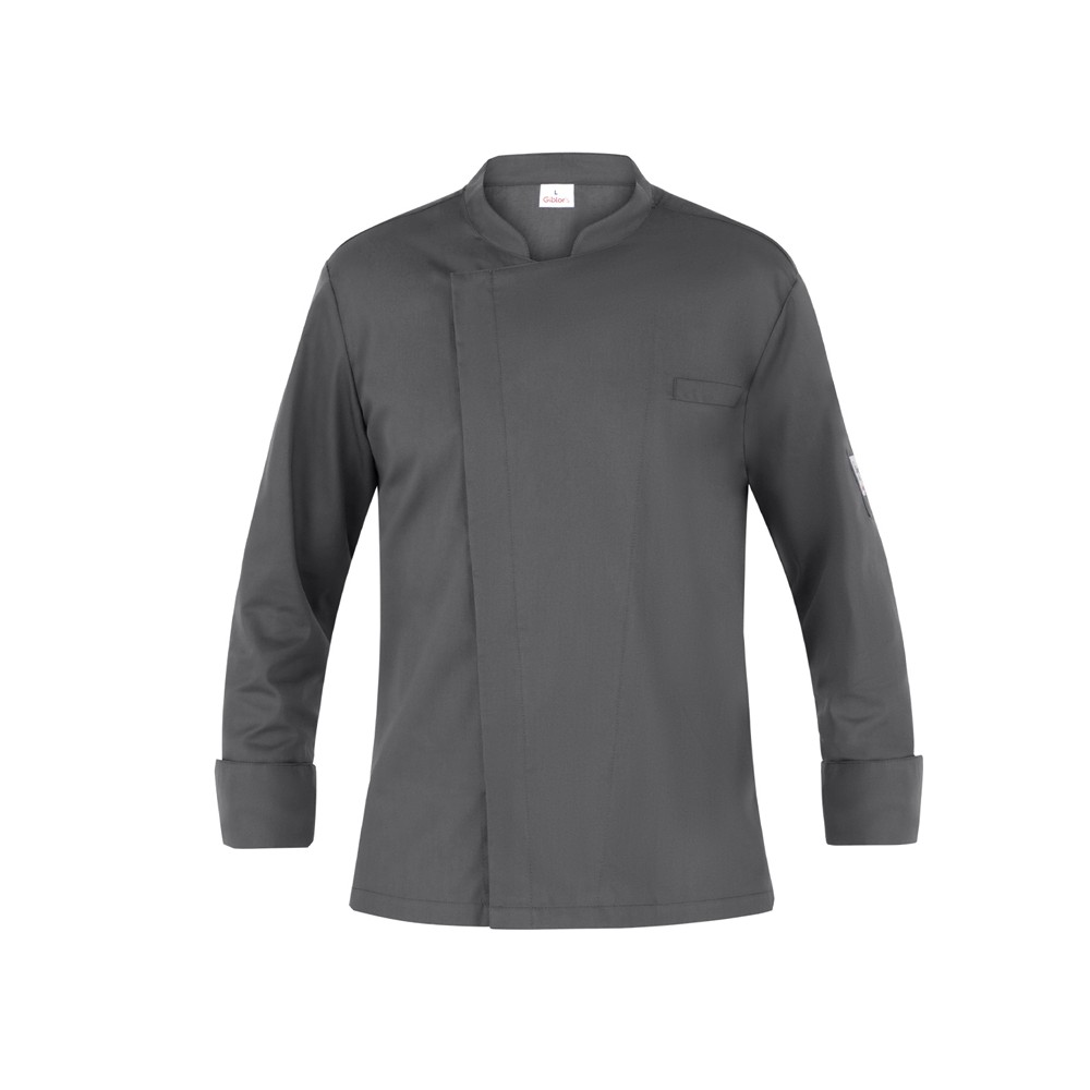 Veste De Chef Slim Légère Grise Avec Maille Respirante à l'Arrière et sur les Manches Pour La Restauration Francesco 1