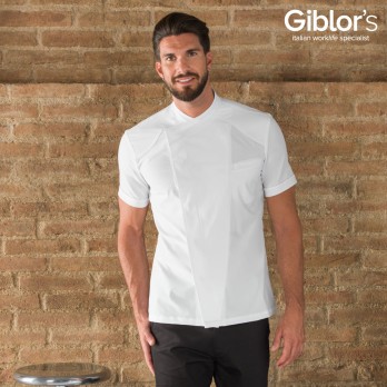 Lightweight and Robust Short Sleeve Kitchen Jacket in White or Black Aron 24P08G402 italiantrendy