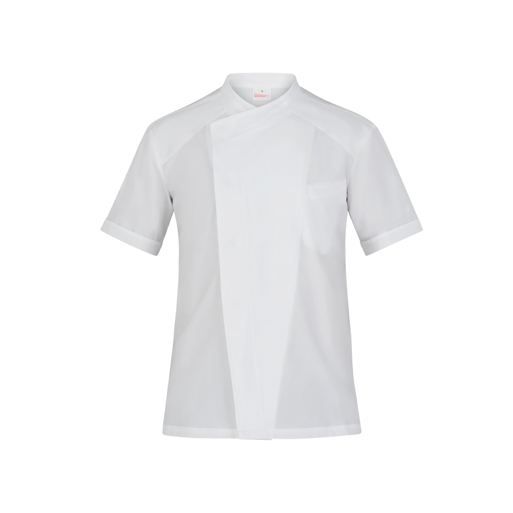 Lightweight and Robust Short Sleeve Kitchen Jacket in White or Black Aron 24P08G402 italiantrendy