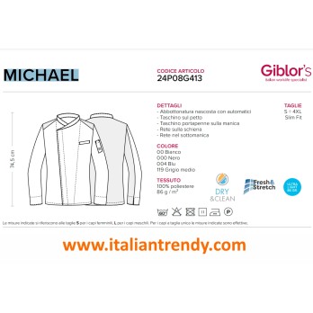 Leichte und perforierte Kochjacke in Weiß italiantrendy  24P08G413 Michael