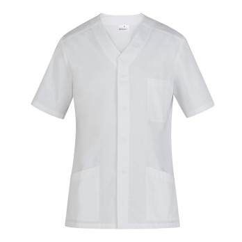 Chemise Blanche Ouverte, Col V Manches Courtes Fermeture Centrale Pour Uniforme O.S.S. ou Centres Esthétiques italiantrendy Fran