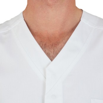 White Open Jacket, V-Neck Short Sleeves Central Fastening for O.S.S. Uniform or Beauty Centers italiantrendy Franco 2