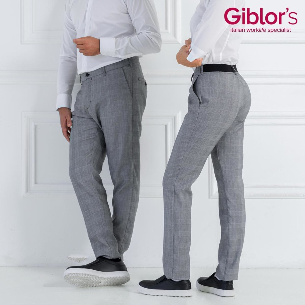 Pantalón De Mujer Slim, Tejido Sin Planchado, Estampado Príncipe De Gales. Para Uniformes En Los Sectores Ho.Re.Ca, Wellness, Sp