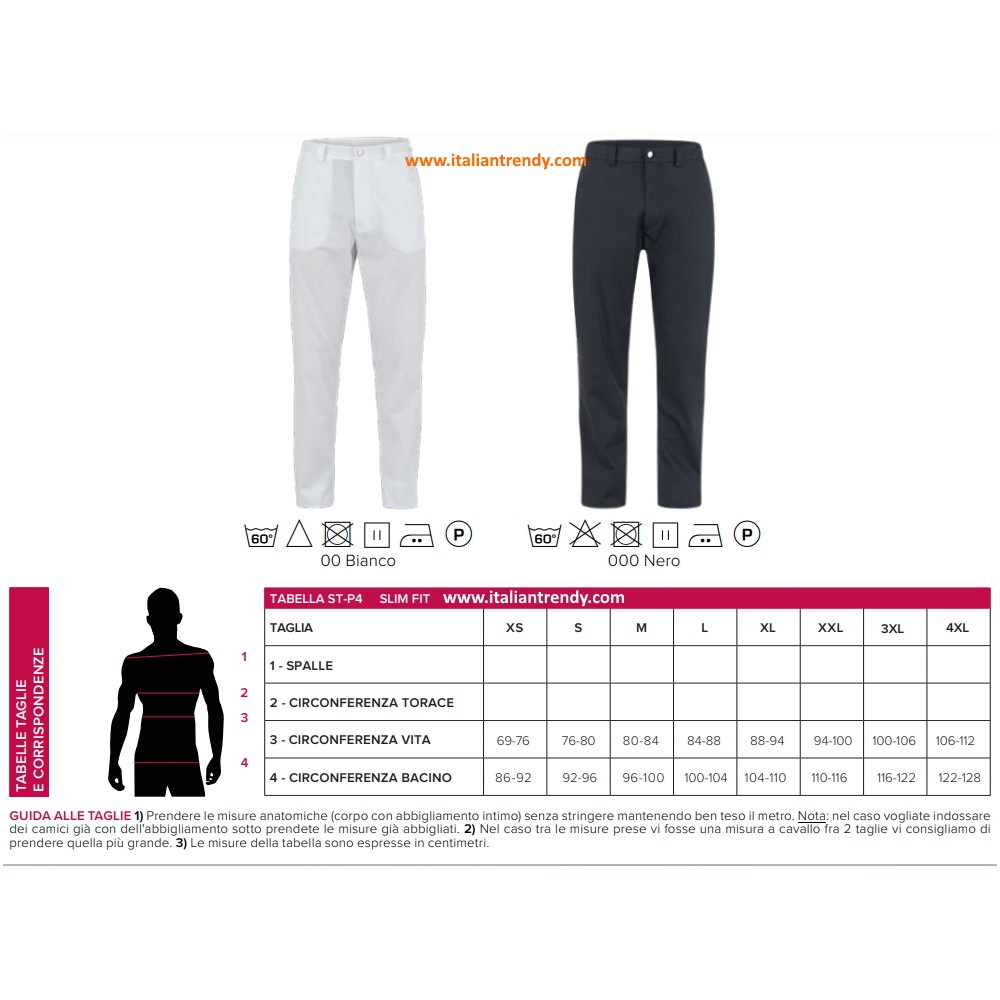 Pantalón Blanco Slim Unisex Para Sectores Médico, Estético Y Horeca XS-4XL-Jackie