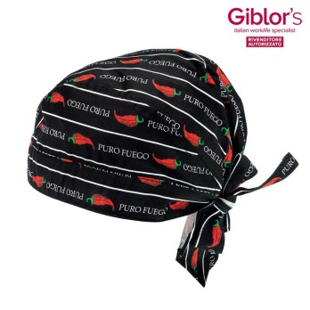 Bandana en coton à motif avec des piments pour chef cuisinier ou pizzaïolo.