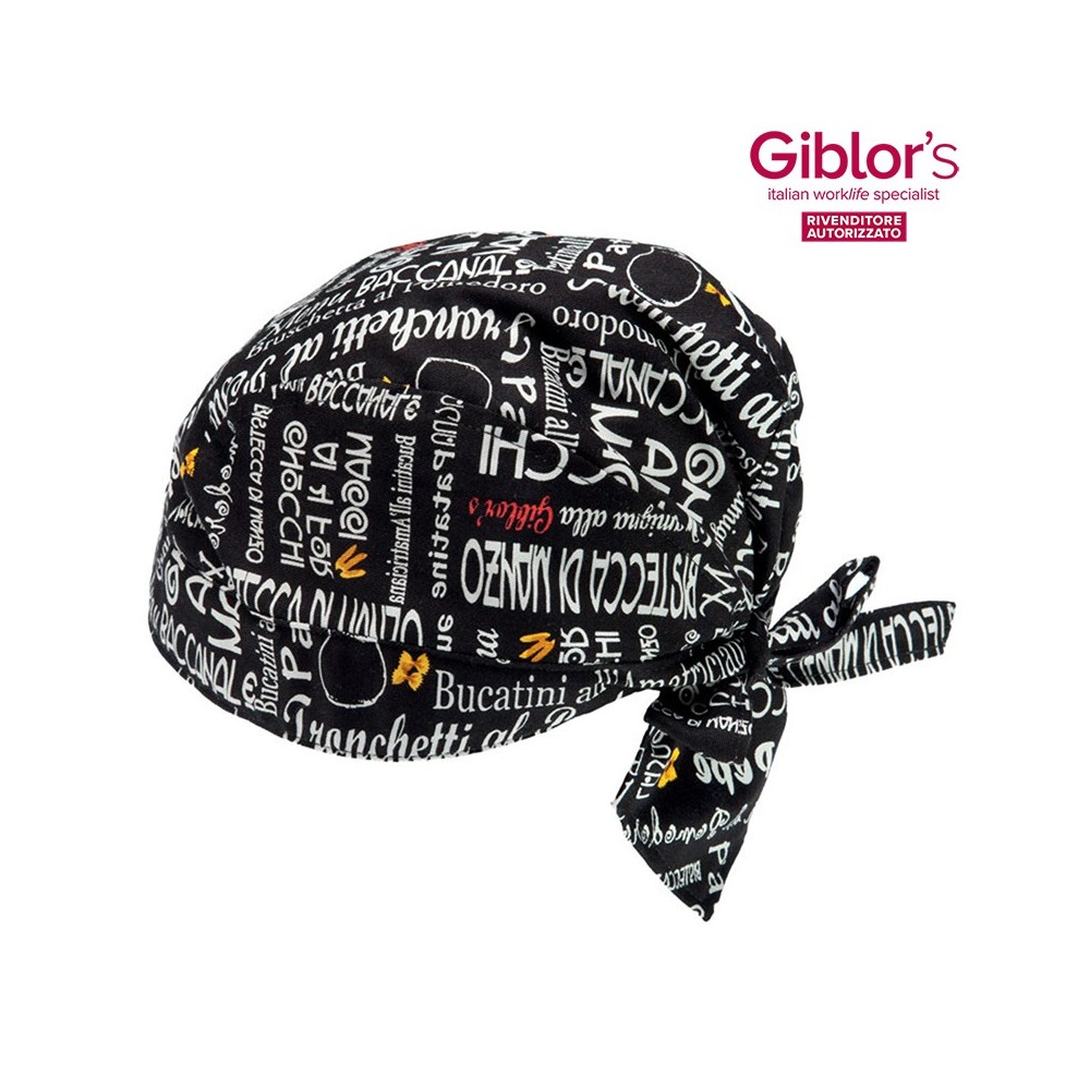 Bandana Nera In Cotone a Fantasia Menu per Cuoco o Pizzaiolo Bandana Marte-Q5IX0127F05U-0