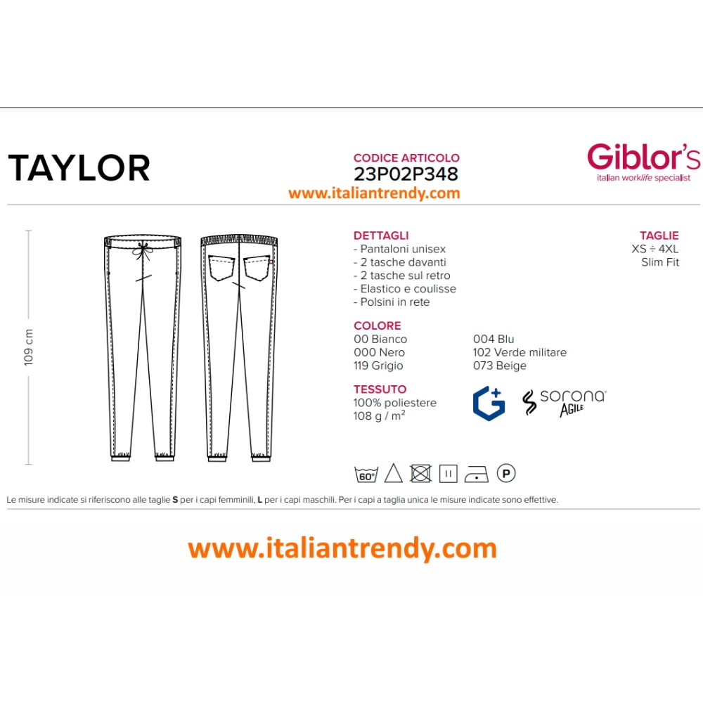 pantalones elásticos al tobillo blanco tejido stretch sector estético sanitario taylor italiantrendy 23p02p348