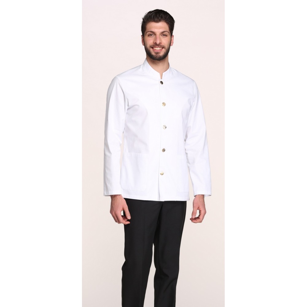 White Cotton Jacket Corana for Service Personnel or for Hotels Uniforms italiantrendy pier