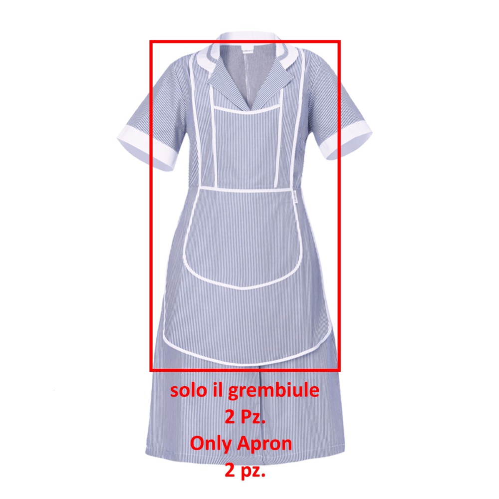 Grembiule con Pettorina da Donna Pulizie Collaboratrici Rigato Azzurro italiantrendy Leda