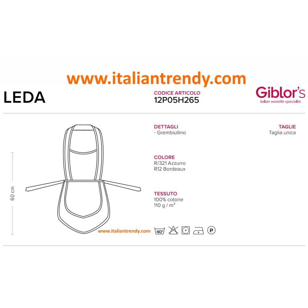 Delantal con Pechera para Mujer Limpieza Colaboradoras Rayado Burdeos italiantrendy Leda