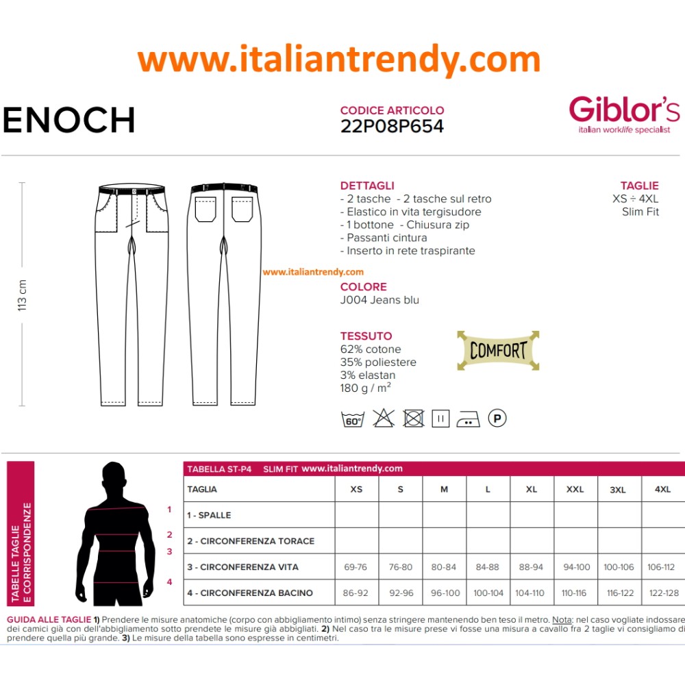 Pantaloni Unisex Neri O Bianchi Slim Fit In Cotone Elasticizzato. Ideale Per Il Settore Benessere E Ristorazione. Fino alla 4 Xl