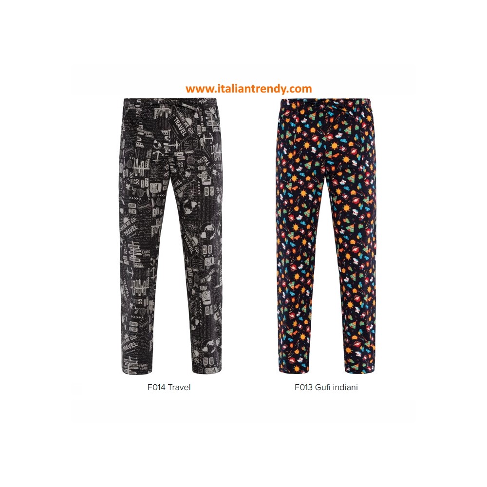 Pantalon de Cuisinier de Travail Unisexe en 100% Coton avec Motif à Fond Sombre avec Élastique et Cordon italiantrendy