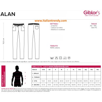 Pantalon de Cuisinier de Travail Unisexe en 100% Coton à Motif Bande Dessinée avec Élastique et Cordon alan italiantrendy 16P08P