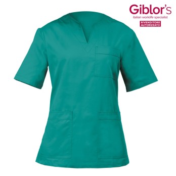 Women's Tunic for Aesthetic Nurse Fitted Half Sleeve Green-Daisy