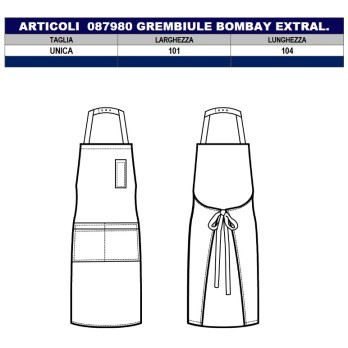 grembiule pettorina extralarge grigio nero o bianco per cucina o sala bombay isacco