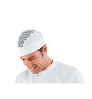 Busta Cappellino Bianco Regolabile Alimentare in Cotone Con Fascia Rete Traspirante