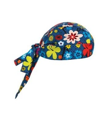 Bandana fantasia fiori Daisy in puro cotone fondo blu 150A