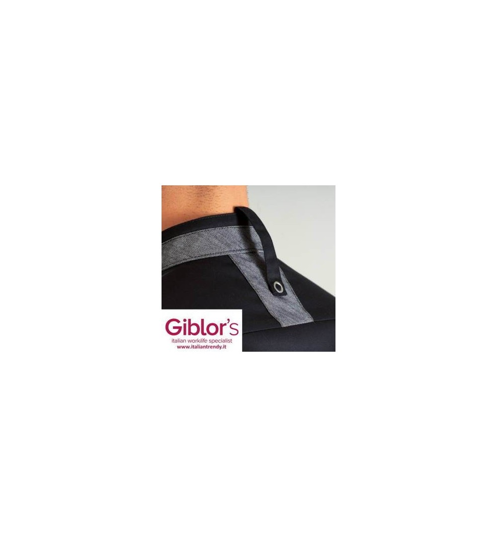 Giacca Nera da Cuoco Slim Con Bottone Automatico Q8GX0107 Giblor’s Dionisio