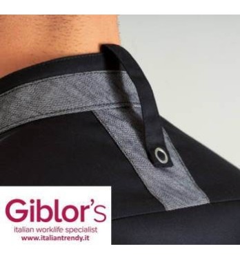 Giacca Nera da Cuoco Slim Con Bottone Automatico Q8GX0107 Giblor’s Dionisio