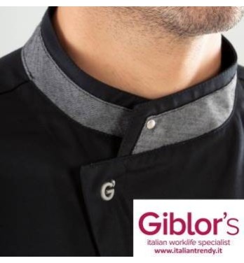 Giacca Nera da Cuoco Slim Con Bottone Automatico Q8GX0107 Giblor’s Dionisio