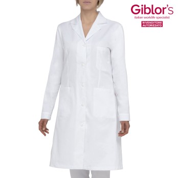 Blouse blanche pour femmes, 100 % coton, longueur secteur de la santé. Giblor's