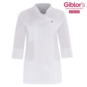 Korean-style women's short-sleeved tunic in white or black. Health sector. Italian trendy 16P02K833