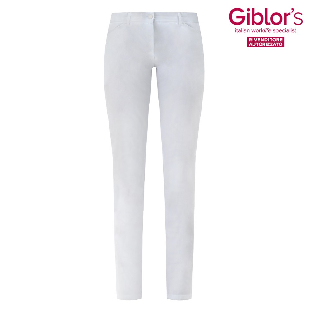 Pantalón De Cintura Baja Slim Para Mujer. En Blanco Para Sectores Médico, Estético Giulia 17P03P948